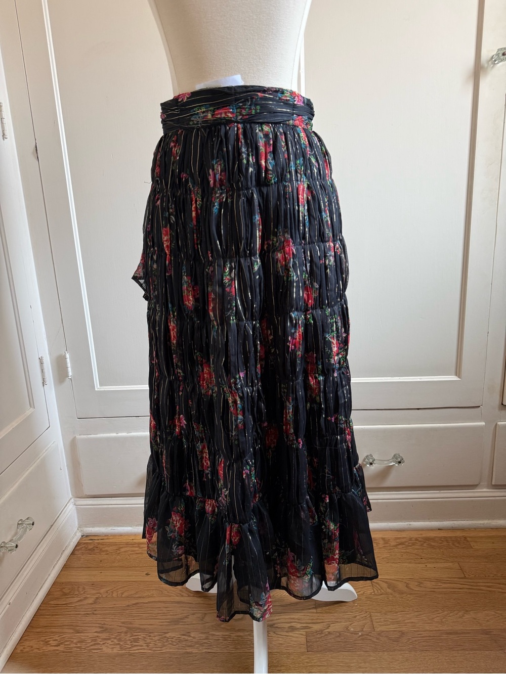 TOPSHOP Black Floral Ruffle Maxi Skirt - Picture 3 of 11